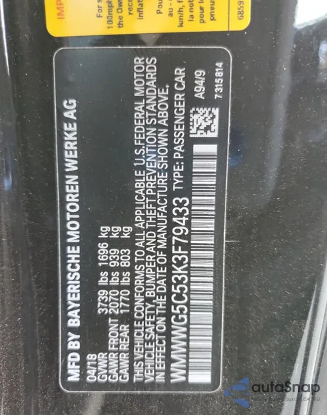 2019 Mini Cooper from USA, damaged, VIN WMWWG5C53K3F79433